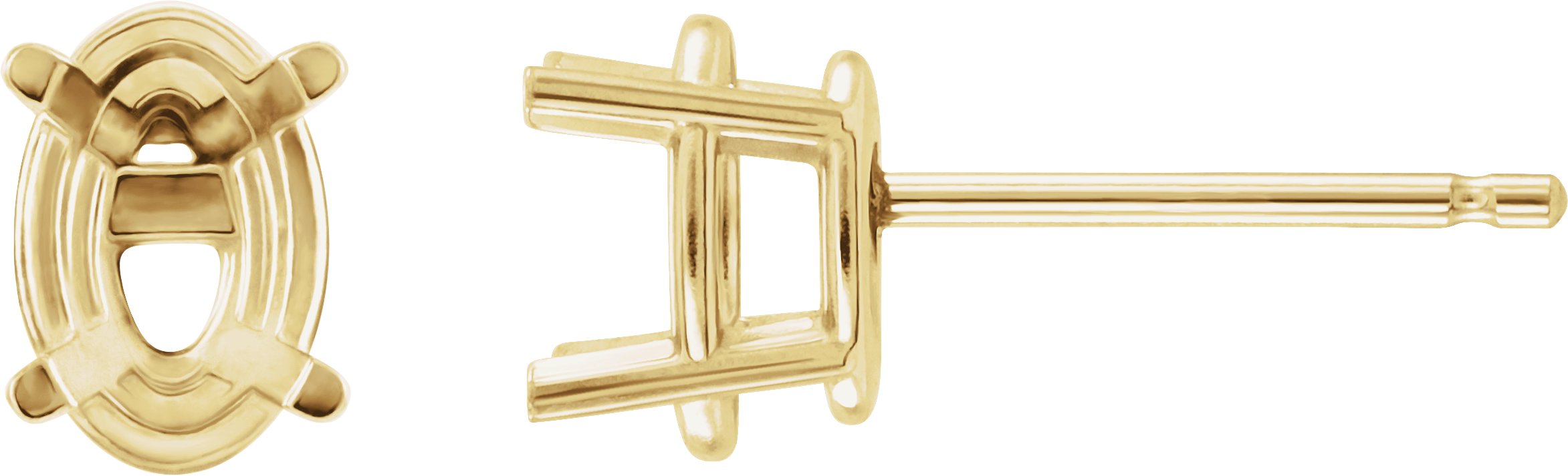 Oval 4-Prong Lightweight Stud Earrings
