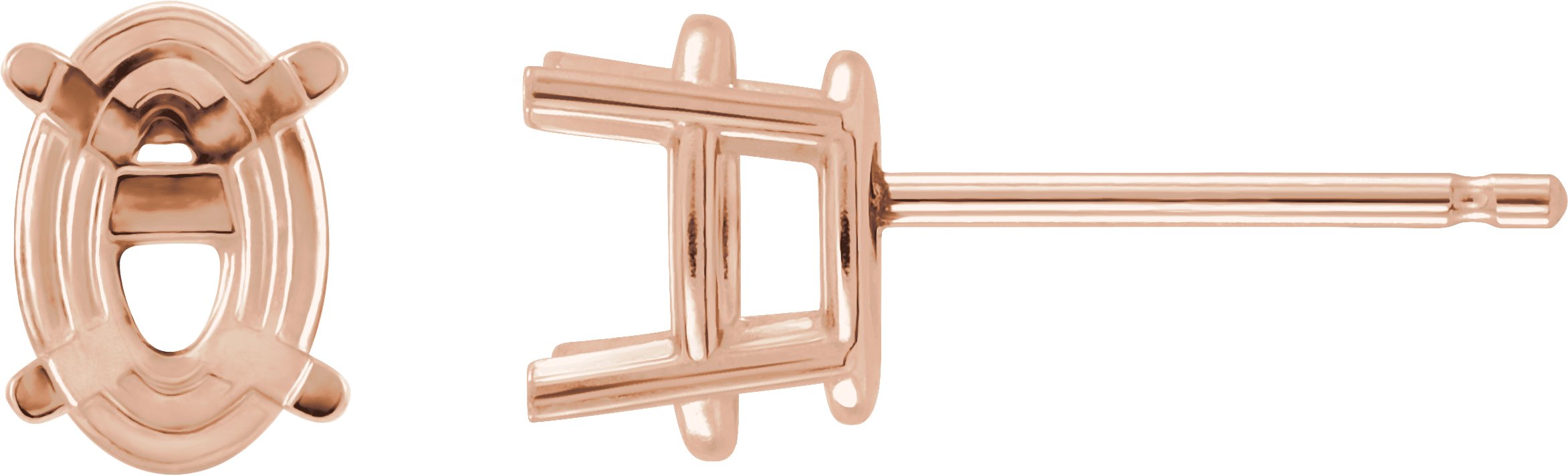 Oval 4-Prong Lightweight Stud Earrings