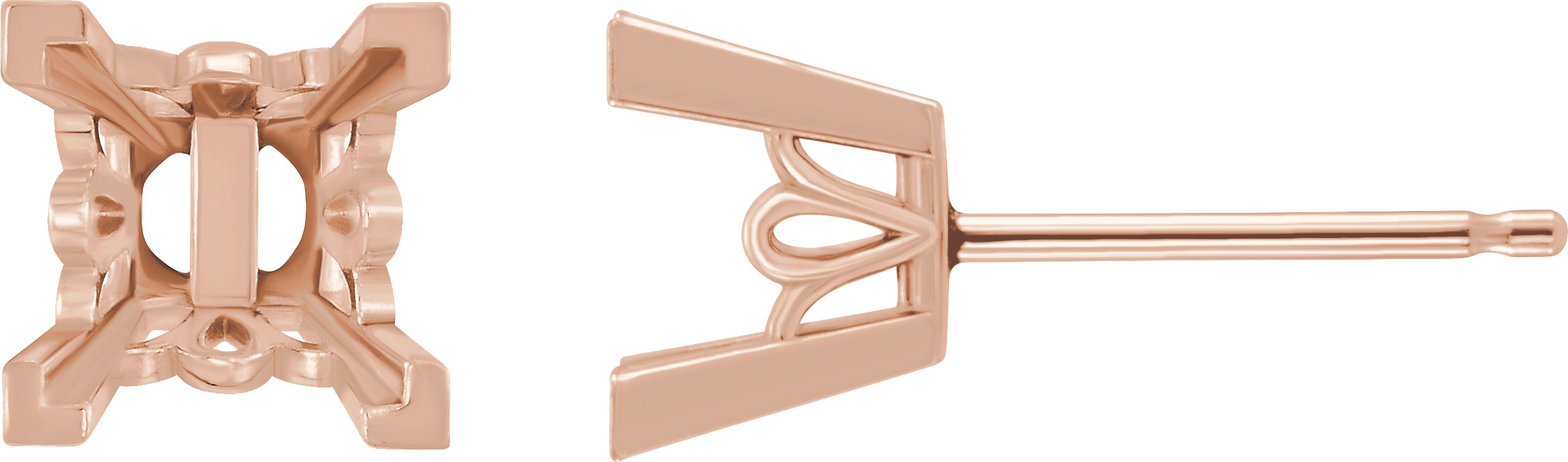 Square 4-Prong V-End Scroll Setting® Earrings