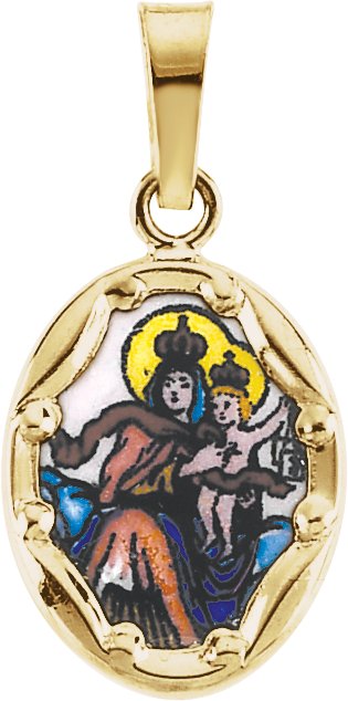 Hand Painted Scapular Porcelain Medal