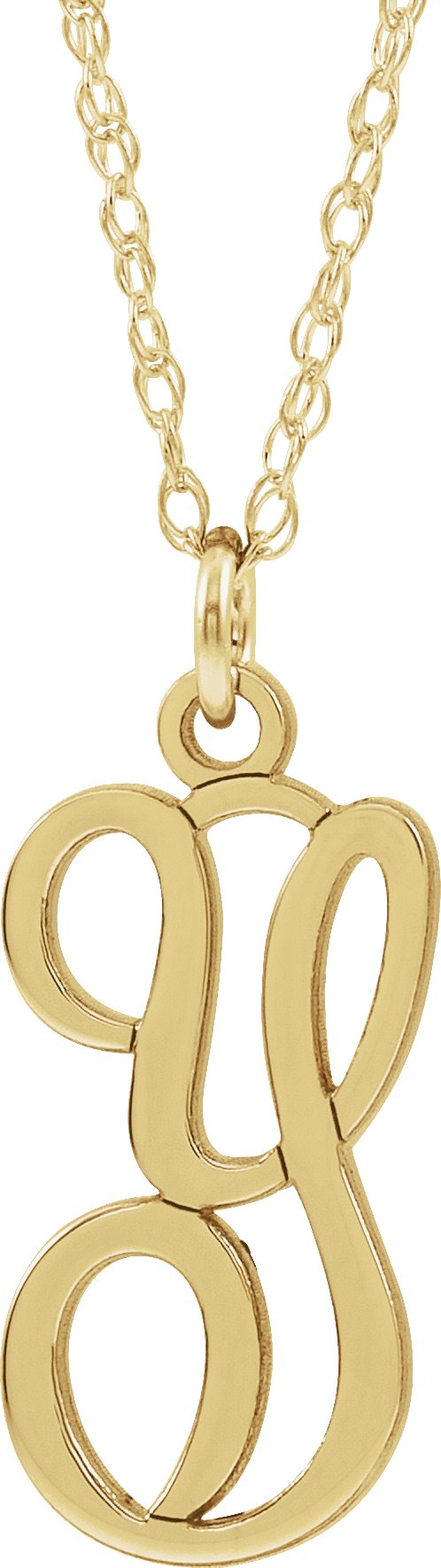 14K Yellow Gold-Plated Sterling Silver Script Initial Y 16-18" Necklace