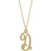 14K Yellow Gold Plated .02 CT Diamond Script Initial D 16 18 inch Necklace Ref. 16047621