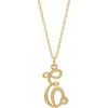 14K Yellow Gold Plated .02 CT Diamond Script Initial E 16 18 inch Necklace Ref. 16047622