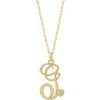 14K Yellow Gold Plated .02 CT Diamond Script Initial G 16 18 inch Necklace Ref. 16047624