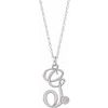 Sterling Silver .02 CT Diamond Script Initial G 16 18 inch Necklace Ref. 16047598