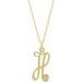 14K Yellow Gold-Plated .02 CT Diamond Script Initial H 16-18