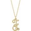 14K Yellow Gold Plated .02 CT Diamond Script Initial F 16 18 inch Necklace Ref. 16047623