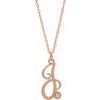 14K Rose Gold Plated Sterling Silver .02 CT Diamond Script Initial J 16 18 inch Necklace Ref. 16047653