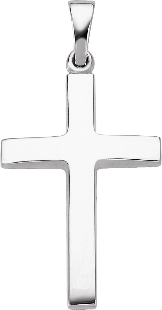 10K White 23x15.9 mm Cross Pendant 