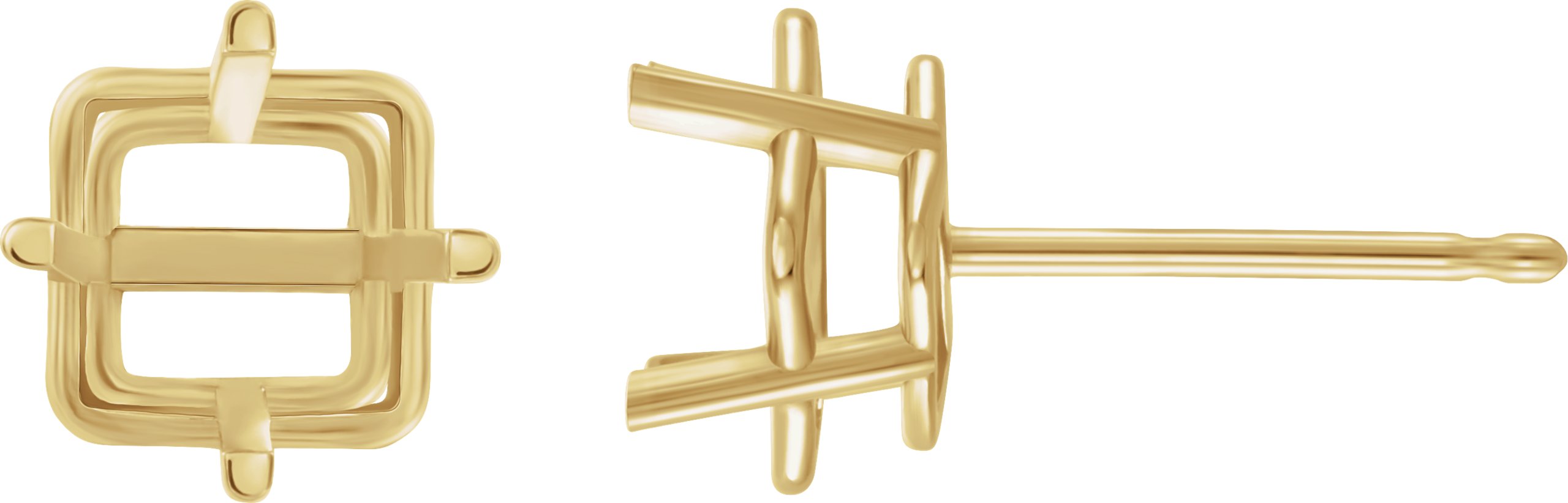 Square 4-Prong Lightweight Stud Earrings