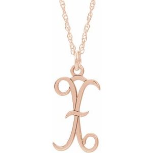 14K Rose Gold-Plated Sterling Silver Script Initial X 16-18" Necklace