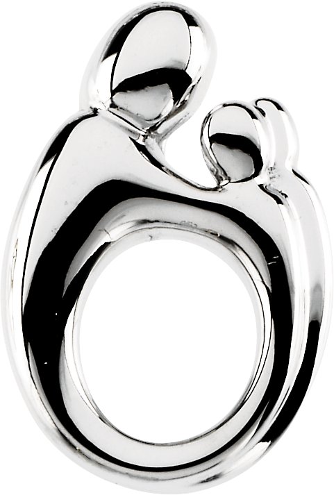 14K White 19.75x13.5 mm Mother and Child® Slide Pendant