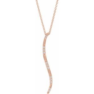 14K Rose .06 CTW Natural Diamond Bar 16-18" Necklace
