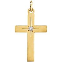 14K Yellow .0075 CTW Natural Diamond Cross Necklace