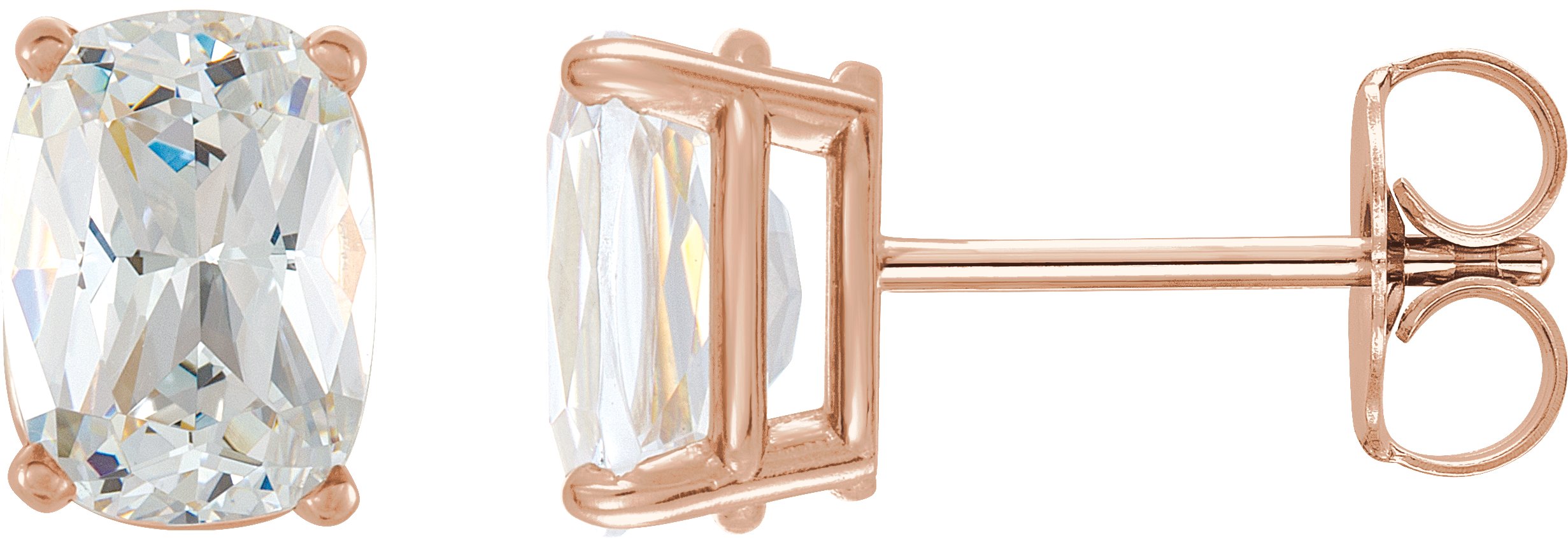 Elongated Cushion 4-Prong Stud Earrings
