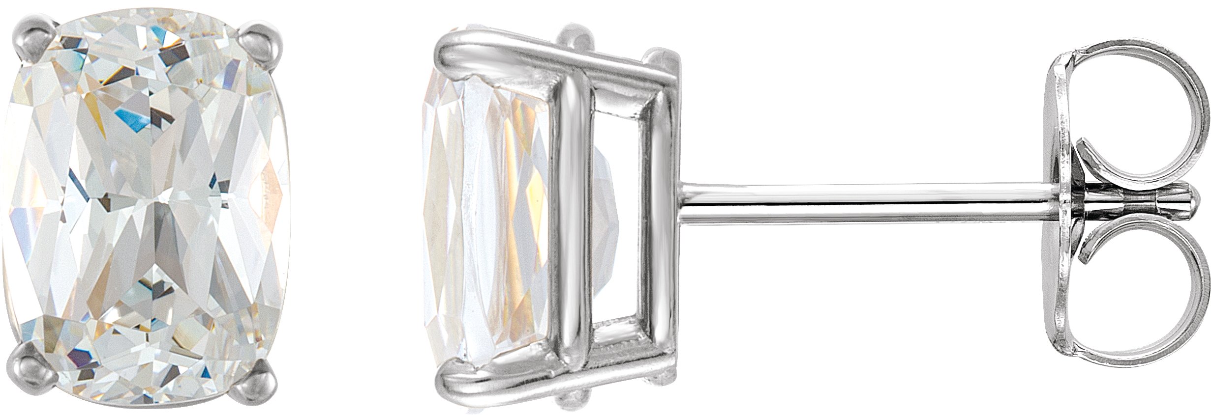 Elongated Cushion 4-Prong Stud Earrings