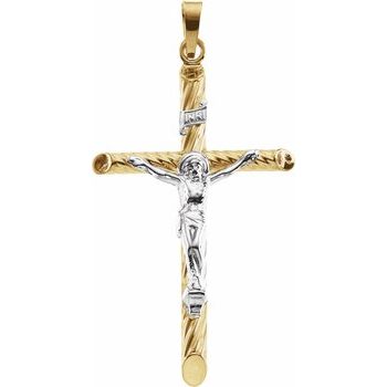 Two Tone Hollow Crucifix Pendant 28 x 18mm Ref 549541