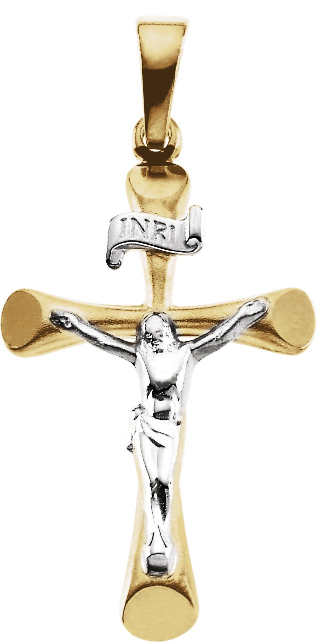 Two Tone Crucifix Pendant 24 x 16mm Ref 742260