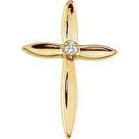 14K Yellow .02 CTW Natural Diamond Cross Lapel Pin