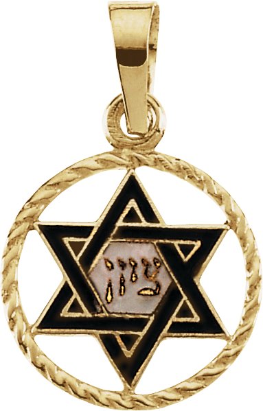 14K Yellow 18x10 mm Star of David Pendant