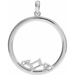 None / Pendant / Unset / Sterling Silver / 1-Stone / 21.96X19.98 Mm / Polished / Family Pendant Mounting