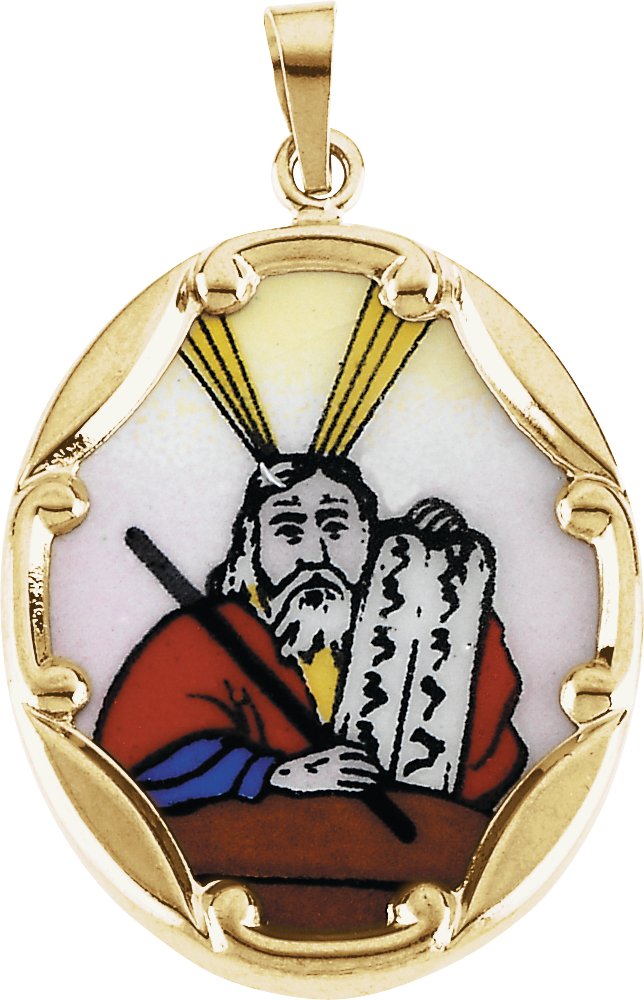 Moses Hand Painted Porcelain Medal 25 x 19.5mm Ref 244534