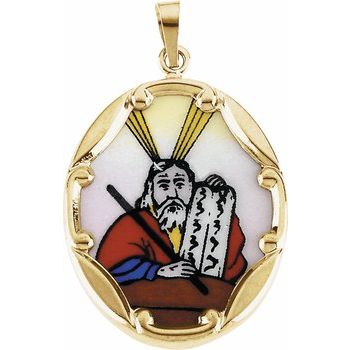 Moses Hand Painted Porcelain Medal 25 x 19.5mm Ref 244534