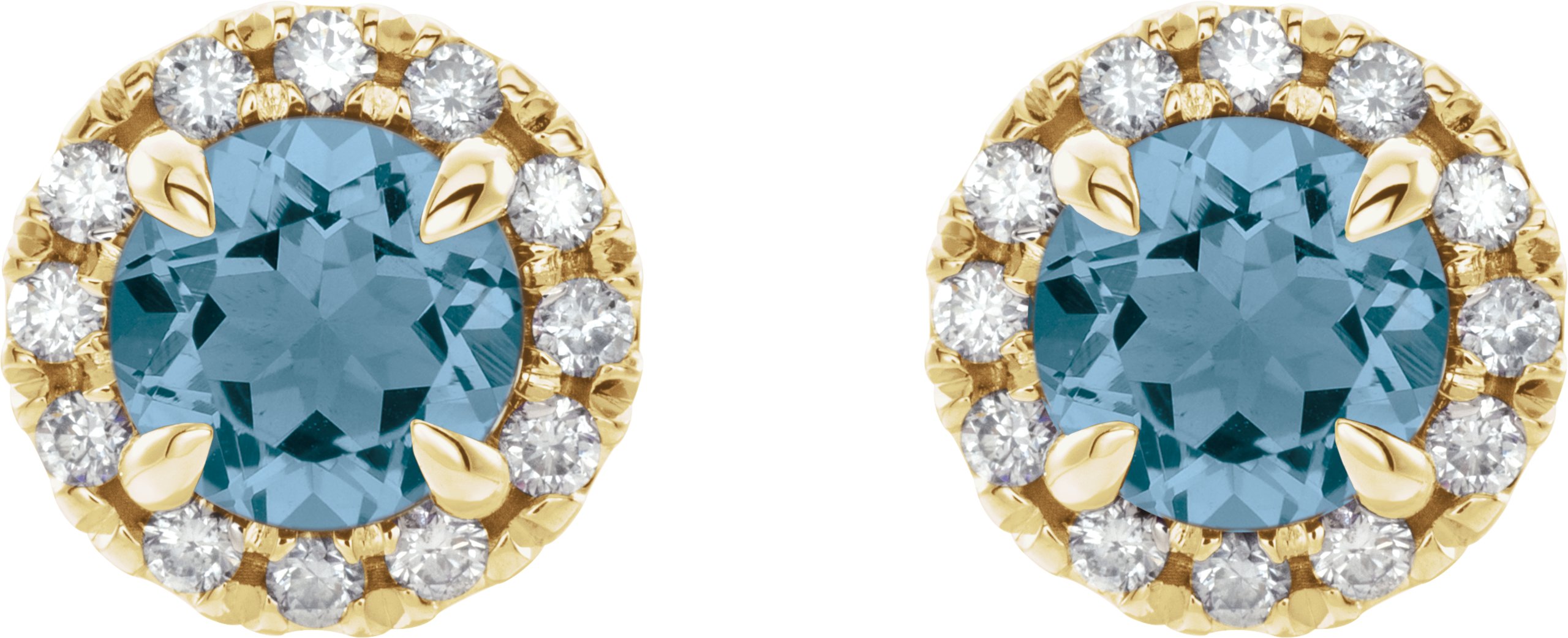 14K Yellow Blue Zircon and .20 CTW Diamond Earrings Ref 16042306