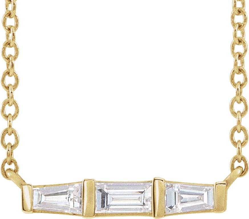 14K Yellow 1/8 CTW Natural Diamond Bar 16" Necklace