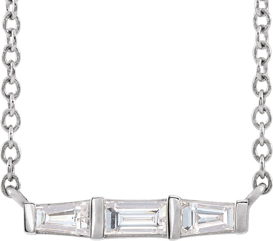 14K White 1/8 CTW Diamond Bar 16" Necklace