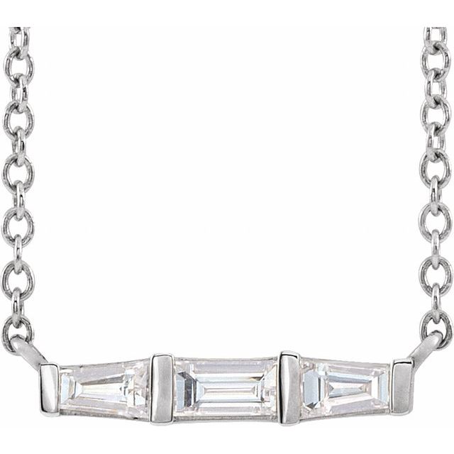 14K White 1/8 CTW Natural Diamond Bar 18" Necklace
