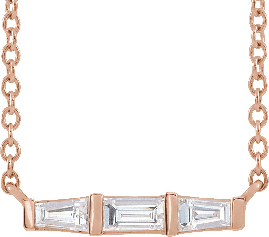 14K Rose 1/8 CTW Natural Diamond Bar 16" Necklace