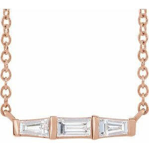14K Rose 1/8 CTW Natural Diamond Bar 18" Necklace