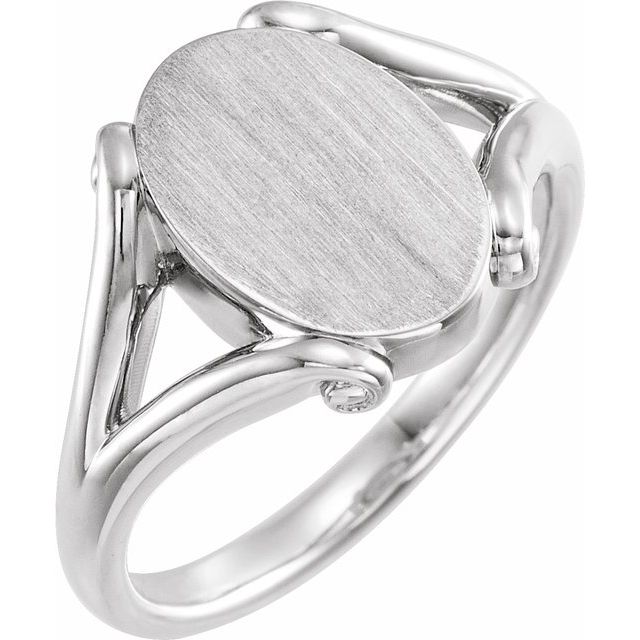 Sterling Silver 13.2x8.6 mm Oval Signet Ring