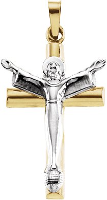 Two Tone Risen Christ Crucifix Pendant 24.75 x 17mm Ref 608605