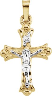 Two-Tone Hollow Crucifix Pendant
