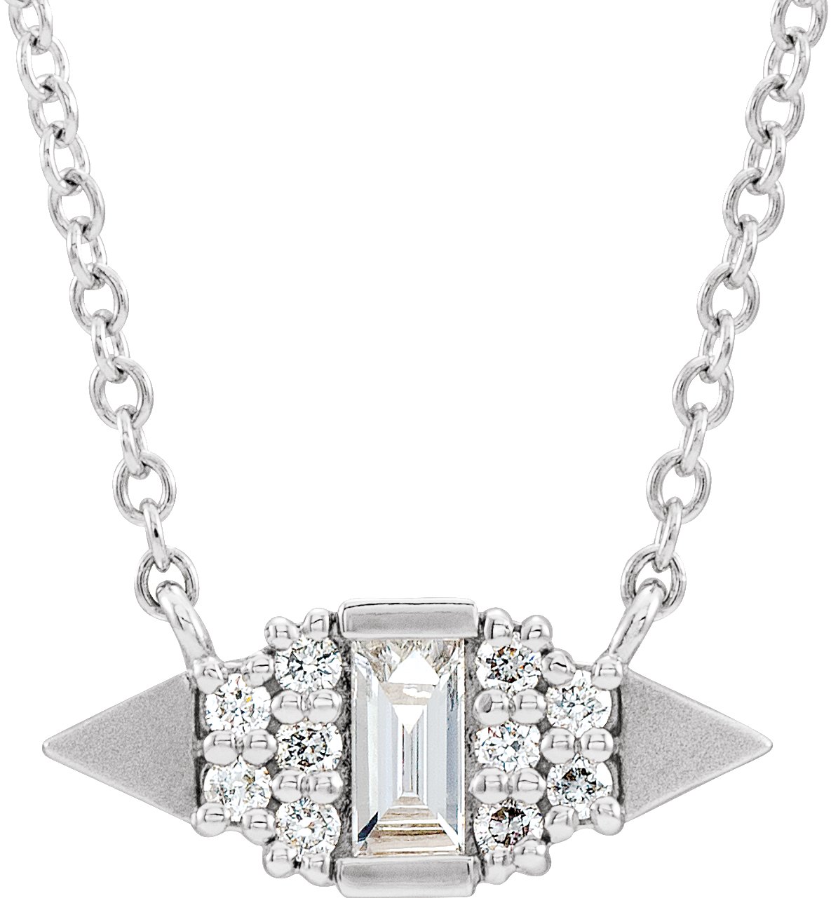 14K White 1/6 CTW Diamond Semi-Set Geometric 16" Necklace