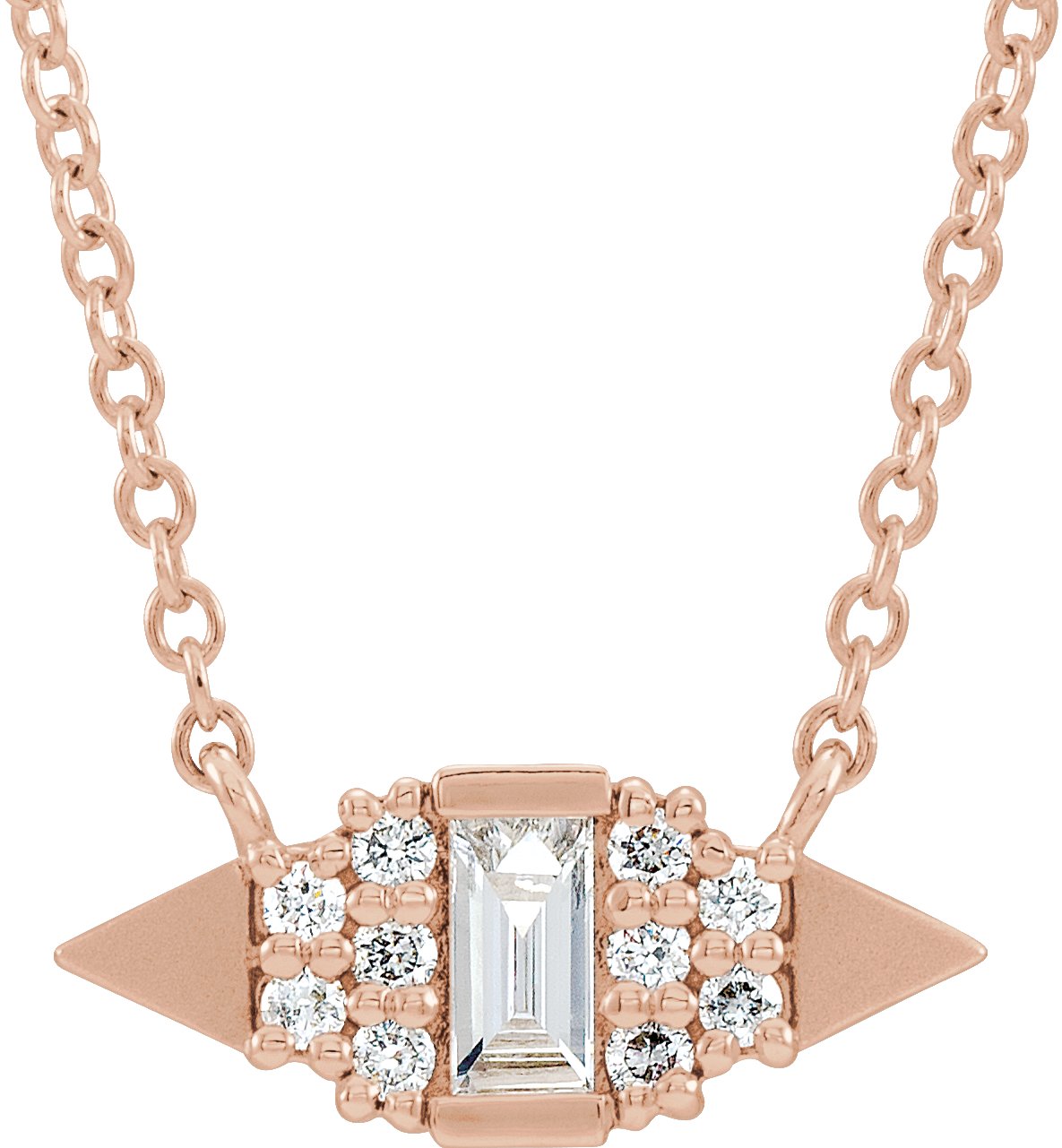 14K Rose 1/6 CTW Natural Diamond Geometric 18" Necklace