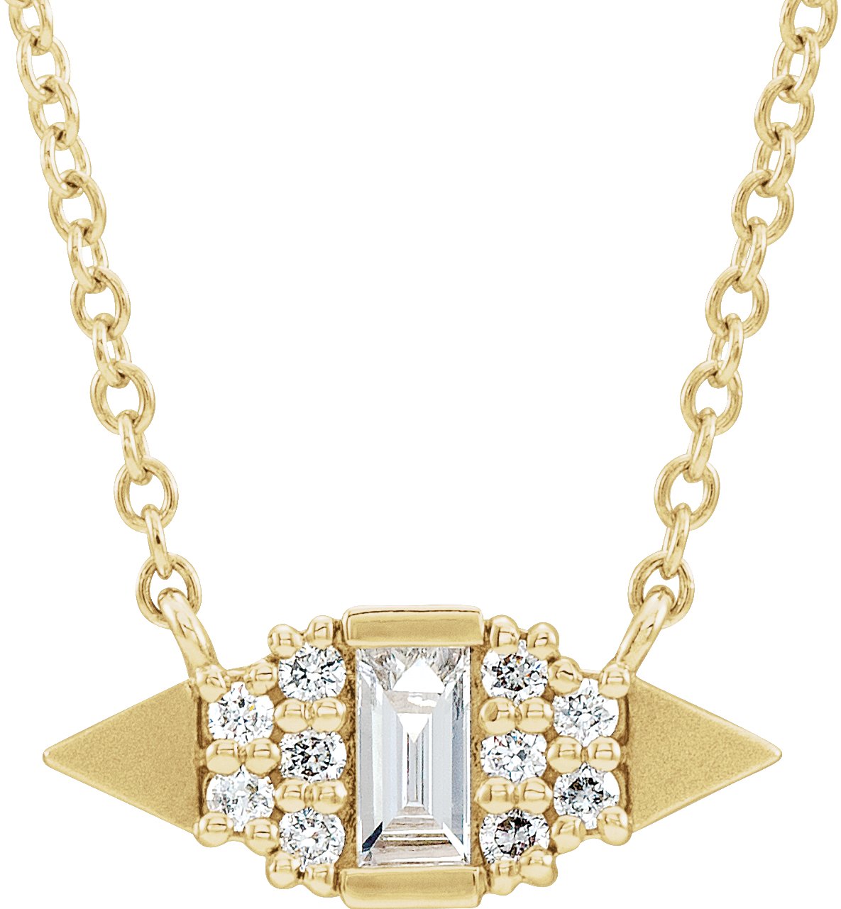 14K Yellow 1/6 CTW Diamond Semi-Set Geometric 18" Necklace