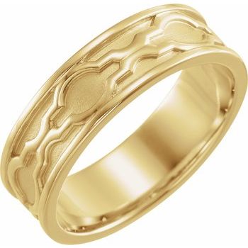14K Yellow 6 mm Patterned Band with Bead Blast Finish Size 5 Ref 16324052