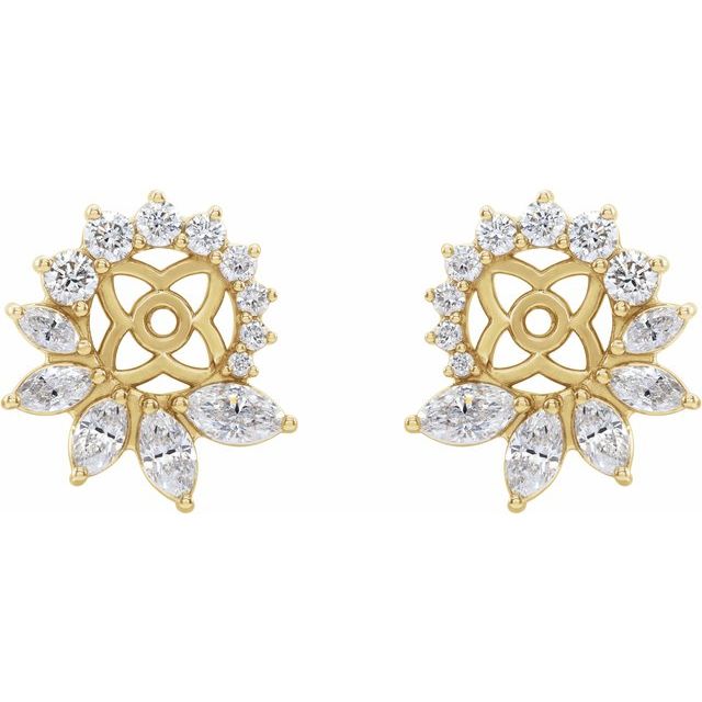 14K Yellow 7/8 CTW Diamond Earring Jackets with 6 mm ID