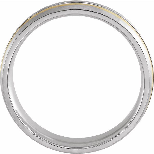 14K White & Yellow 6 mm Grooved Band with Brush Finish Size 13