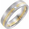 14K White and Yellow .07 CTW Diamond 6 mm Grooved Band Size 7 Ref 11543678