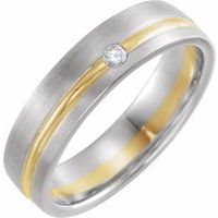 14K White & Yellow .07 CTW Natural Diamond 6 mm Grooved Band Size 7