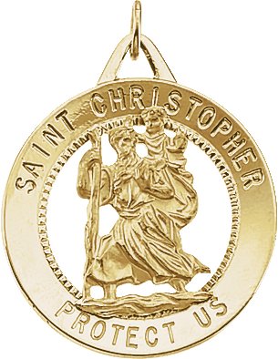 14K Yellow 25 mm St. Christopher Medal