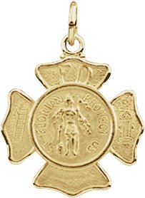 14K Yellow 17 mm St. Florian Medal Pendant