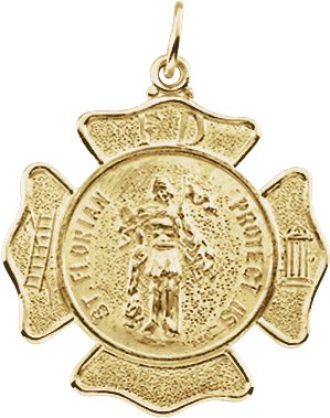 14K Yellow 25 mm St. Florian Medal Pendant