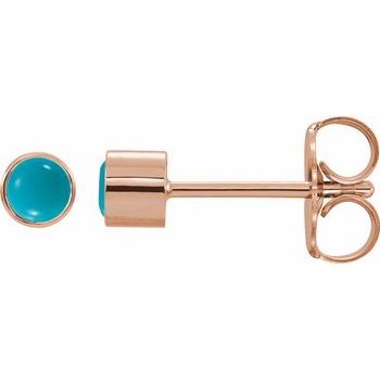 14K Rose Turquoise Bezel Set Earrings Ref. 16609141