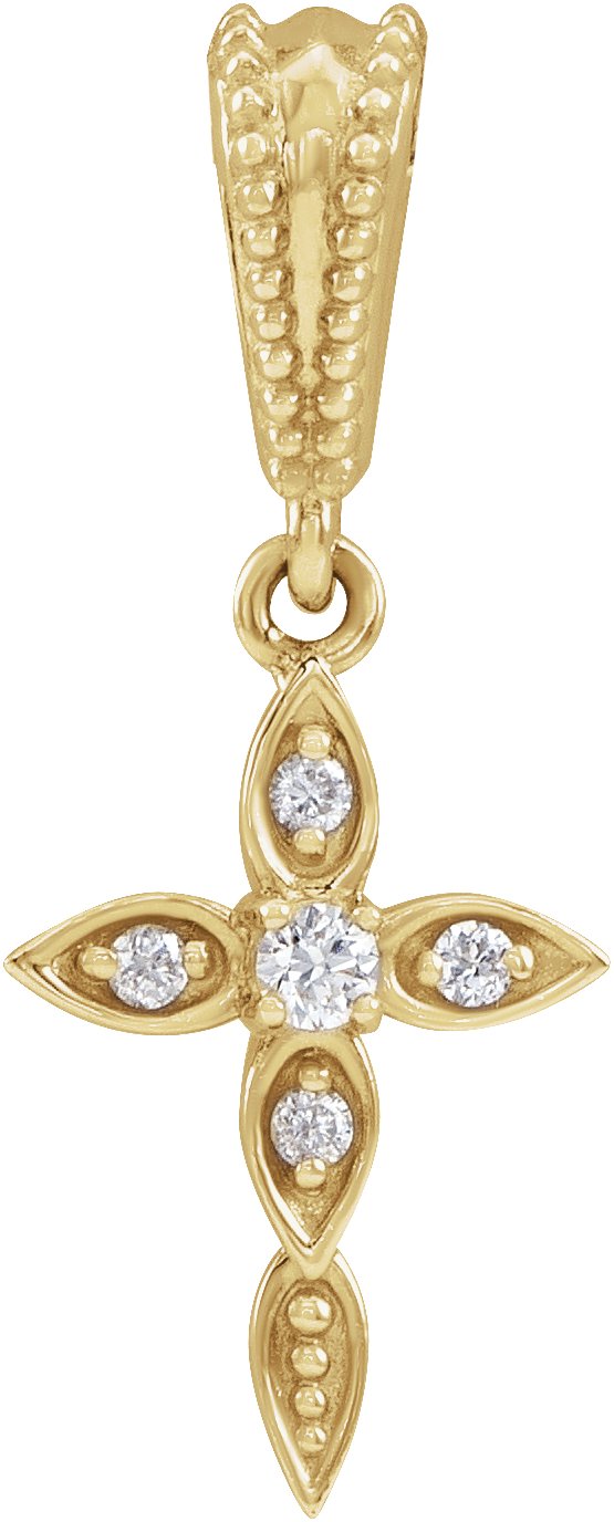 14K Yellow .03 CTW Diamond Petite Vintage Inspired Cross Pendant Ref. 16333383