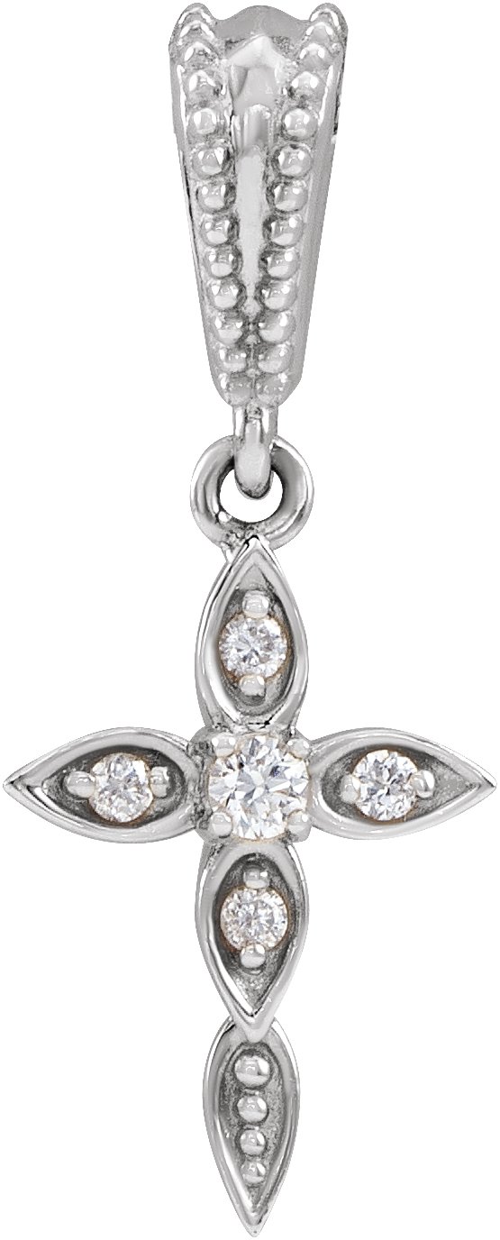 Sterling Silver .03 CTW Natural Diamond Petite Vintage-Inspired Cross Pendant